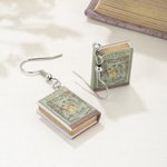 Personalised Miniature Book Cover Dangle Drop Earrings for Book Lovers Writer Librarian