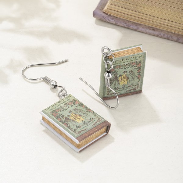 Personalized Miniature Book Cover Dangle Drop Earrings for Book Lovers Writer Librarian
