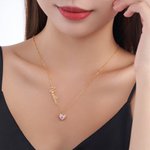 Personalisierte Namen-Design Halskette mit Herzanhänger und Geburtsstein Geburtstag Jahrestag Geschenk für Damen Mädchen