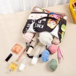 Personalised Cartoon Knitting Character Reusable Large Tote Bag with Name Mother's Day Birthday Gift for Mom Grandma Knitting Lovers