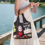 Personalisierte Wiederverwendbare Cartoon Strickdesign Figur Tragetasche mit Namen Muttertag Geburtstag Geschenk für Mama Oma Strickliebhaber