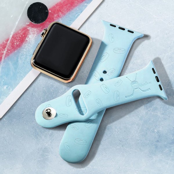 Personalised Ice Hockey Silicone Multicolour Watch Band for Apple with Name Birthday Thanksgiving Gift for Ice Hockey Lovers Teammate Coach