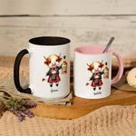 Personlig morsomt Highland Cow Scotch Whisky keramisk krus med navn Bursdagsgave til Highland Cow-elskere