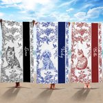 Toile de Jouy personnalisée avec motif d'animal de compagnie Séchage rapide Serviette de plage surdimensionnée avec nom Vacances d'été Fête de la plage Cadeau d'anniversaire pour les amoureux des chie