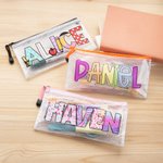 Personalizzato nome colorato impermeabile Mesh Matita Pouch con Zipper School Supplies Back to School regalo per i bambini
