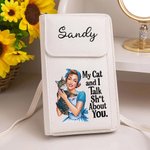 Personalizado Retro Moda Niña PU Cuero Crossbody Cartera con Nombre y Ranuras para Tarjetas Accesorios de Viaje Cumpleaños Aniversario Regalo para Mujeres