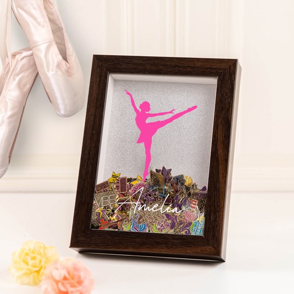 Gepersonaliseerde verschillende dans silhouet houten schaduw doos fotolijst wedstrijd pin opslag met naam Home Decor Game Day verjaardagscadeau voor dansers