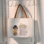 Personalized Cartoon Character Retire Definition Quotes Large Canvas Tote Bag with Leather Handle Birthday Retirement Gift for Women Colleagues