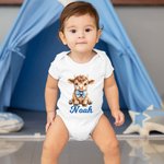 Vaca de las Tierras Altas personalizada 100% Algodón Body para bebé con nombre Luna Llena Regalo de Baby Shower para bebé Niña Niño