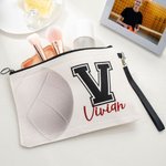 Borsa cosmetica personalizzata con nome pallavolo e cinturino da polso Regalo di compleanno e anniversario per gli amanti della pallavolo Allenatore di squadra