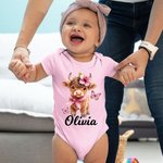 Vaca de las Tierras Altas personalizada 100% Algodón Body para bebé con nombre Luna Llena Regalo de Baby Shower para bebé Niña Niño