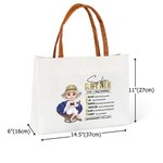 Personalized Cartoon Character Retire Definition Quotes Large Canvas Tote Bag with Leather Handle Birthday Retirement Gift for Women Colleagues
