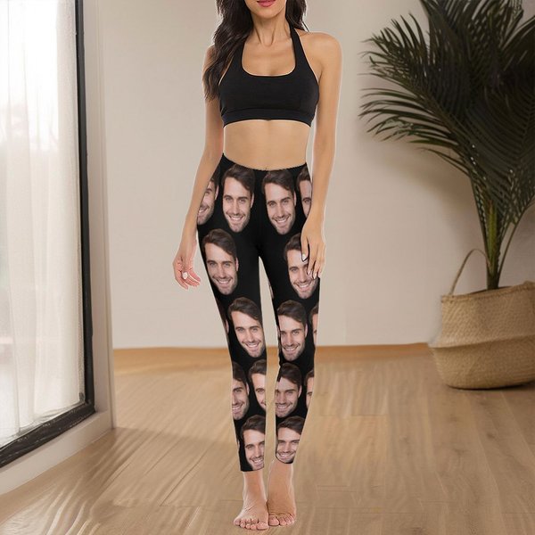 Personalised Funny Face Photo Stretchy Leggings Yoga Pants Daily Sports Accessories Birthday Anniversary Gift for Girlfriend Wife