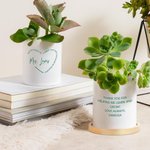 Maceta de Cerámica con Drenaje y Bandeja de Bambú Personalizada A Great Teacher Heart Quotes Decoración de Escritorio Agradecimiento Regalo del Día del Maestro para Profesores