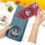 Personalizado Retro Moda Niña PU Cuero Crossbody Cartera con Nombre y Ranuras para Tarjetas Accesorios de Viaje Cumpleaños Aniversario Regalo para Mujeres