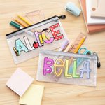 Personalizzato nome colorato impermeabile Mesh Matita Pouch con Zipper School Supplies Back to School regalo per i bambini