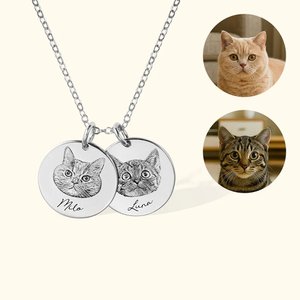 Collana personalizzata con ritratto di animale domestico inciso e nome regalo di compleanno per amanti degli animali