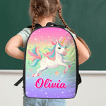 Sac à dos personnalisé au nom d'une licorne fantastique avec double fermeture éclair et poches latérales Cadeau d'anniversaire de rentrée scolaire pour les enfants et les étudiants