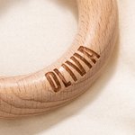 Personalised Cute Bear Lion Crochet Baby Rattle Toy Wooden Infant Teether with Engraved Name Baby Shower Birthday Gift for Newborn