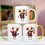 Personlig morsomt Highland Cow Scotch Whisky keramisk krus med navn Bursdagsgave til Highland Cow-elskere