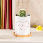 Maceta de Cerámica con Drenaje y Bandeja de Bambú Personalizada A Great Teacher Heart Quotes Decoración de Escritorio Agradecimiento Regalo del Día del Maestro para Profesores
