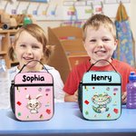 Personalisierte Cartoon lachende Tier isolierte Lunch Bag mit Namen täglich Reisen zurück zu Schule Geburtstag Geschenk für Jungen Mädchen