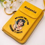 Personalizado Retro Moda Niña PU Cuero Crossbody Cartera con Nombre y Ranuras para Tarjetas Accesorios de Viaje Cumpleaños Aniversario Regalo para Mujeres