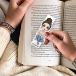Marcapáginas magnético personalizado con personaje de dibujos animados y nombre regalo de cumpleaños para amantes de los libros