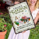 Gepersonaliseerde Retro tuinieren cartoon karakter metalen bord met naam tuin Yard Decor Housewarming pensioen verjaardagscadeau voor mama oma vrienden