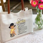Personalized Cartoon Character Retire Definition Quotes Large Canvas Tote Bag with Leather Handle Birthday Retirement Gift for Women Colleagues