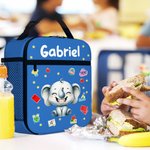 Personalisierte Cartoon lachende Tier isolierte Lunch Bag mit Namen täglich Reisen zurück zu Schule Geburtstag Geschenk für Jungen Mädchen