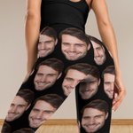 Personalized Funny Face Photo Stretchy Leggings Yoga Pants Daily Sports Accessories Birthday Anniversary Gift for Girlfriend Wife