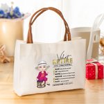 Personalized Cartoon Character Retire Definition Quotes Large Canvas Tote Bag with Leather Handle Birthday Retirement Gift for Women Colleagues