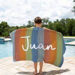 Toalla de playa personalizada de rayas coloridas de secado rápido con nombre esencial para viajes regalo de verano para familiares y amigos