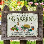 Personalised Retro Garden Cartoon Character Metal Sign with Name Garden Yard Decor Housewarming Birthday Gift for Mom Grandma Friends Gardening Lovers