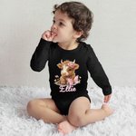 Vaca de las Tierras Altas personalizada 100% Algodón Body para bebé con nombre Luna Llena Regalo de Baby Shower para bebé Niña Niño