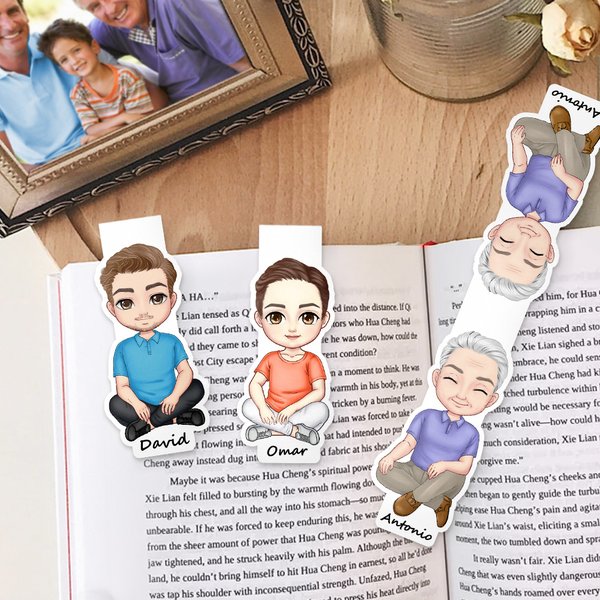 Marcapáginas magnético personalizado con personaje de dibujos animados y nombre regalo de cumpleaños para amantes de los libros