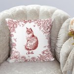 Cuscino personalizzato Toile De Jouy Design Dog Cat Throw Pillow Cover con nome Sympathy Sentimental Memorial Gift for Pet Owner