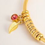 Henkilökohtainen Birthstone Leaf Open rannesormus rannesormus kaiverrettu 1-10 nimi helmiä Dainty korut äitienpäivä syntymäpäivälahja naisille
