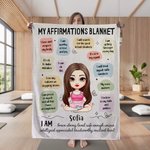 Henkilökohtainen Butterfly Cartoon Yoga Character Affirmations Soft Throw Blanket kanssa nimi Home Decor Syntymäpäivälahja Joogan ystäville Naiset Tytöt