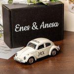 Personlig Mini Vintage Beetle Bröllopsbilmodell med namn och datum Bröllopsfest Tackgåva för ringbärare Brudgum Gäster