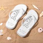 Tongs personnalisées avec textes et semelles en caoutchouc ivoire pour mariage, plage et lune de miel Cadeau pour la mariée