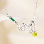 Collana personalizzata di racchetta da tennis con lettera di zircone Gioielli unici e delicati Regalo creativo per il giorno del compleanno del giocatore di tennis donna