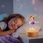 Luce notturna LED personalizzata con base in legno e nome decorazione per cameretta regalo di compleanno per ballerine