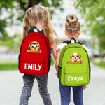 Personligt tecknad Penguin Raccoon Animals Namn Ryggsäck med dragkedja och sidofickor Födelsedag Tillbaka till skolan Present till pojkar Flickor