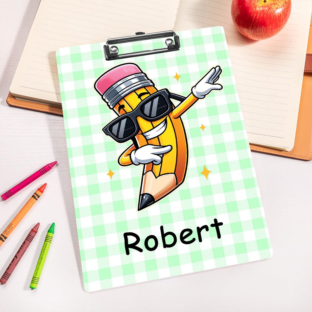 Personalized Pencil Character Multicolor Acrylic Clipboard with Low Profile Clip Teacher's Day  Back to School Birthday Gift for Teachers Students 5