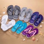 Tongs personnalisées avec textes et semelles en caoutchouc ivoire pour mariage, plage et lune de miel Cadeau pour la mariée