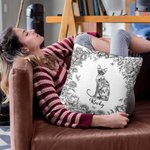 Cuscino personalizzato Toile De Jouy Design Dog Cat Throw Pillow Cover con nome Sympathy Sentimental Memorial Gift for Pet Owner