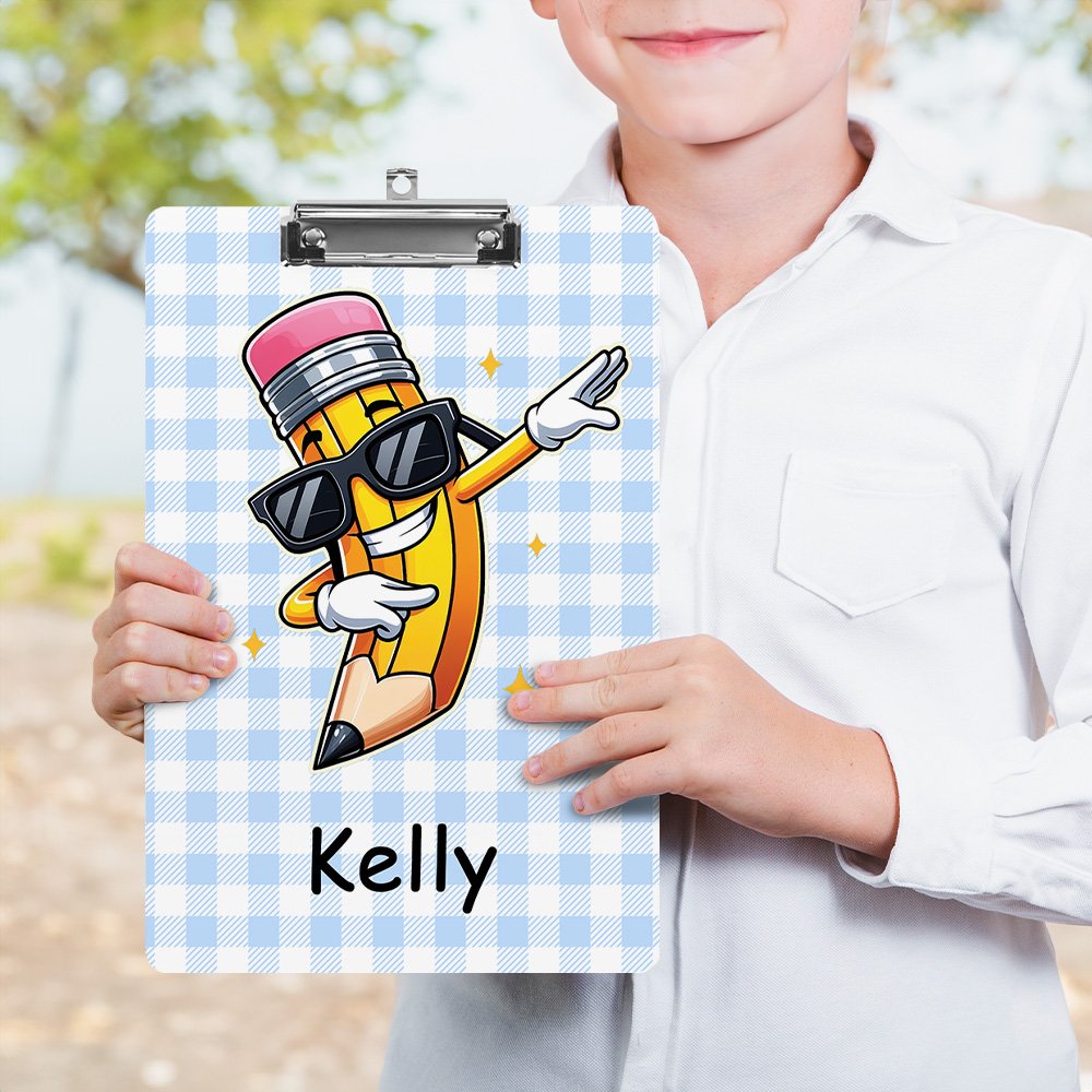 Personalized Pencil Character Multicolor Acrylic Clipboard with Low Profile Clip Teacher's Day  Back to School Birthday Gift for Teachers Students 3