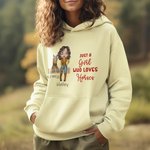 Personalised Cartoon Horse Cowgirl Multicolour Sweatshirt Hoodie with Name Birthday Gift for Family Friends Horse Lovers